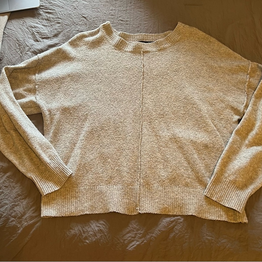 Forever 21 Cream Crew Neck Sweater Relaxed Fit